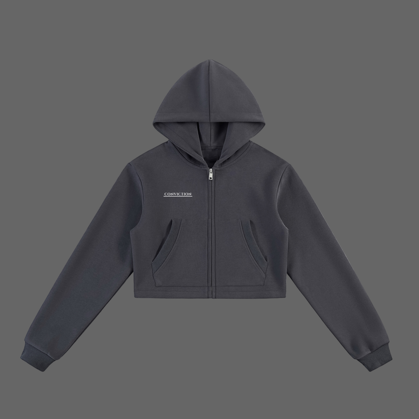“Essential” Cropped Zip-Up Hoodie