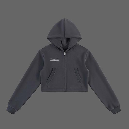 “Essential” Cropped Zip-Up Hoodie