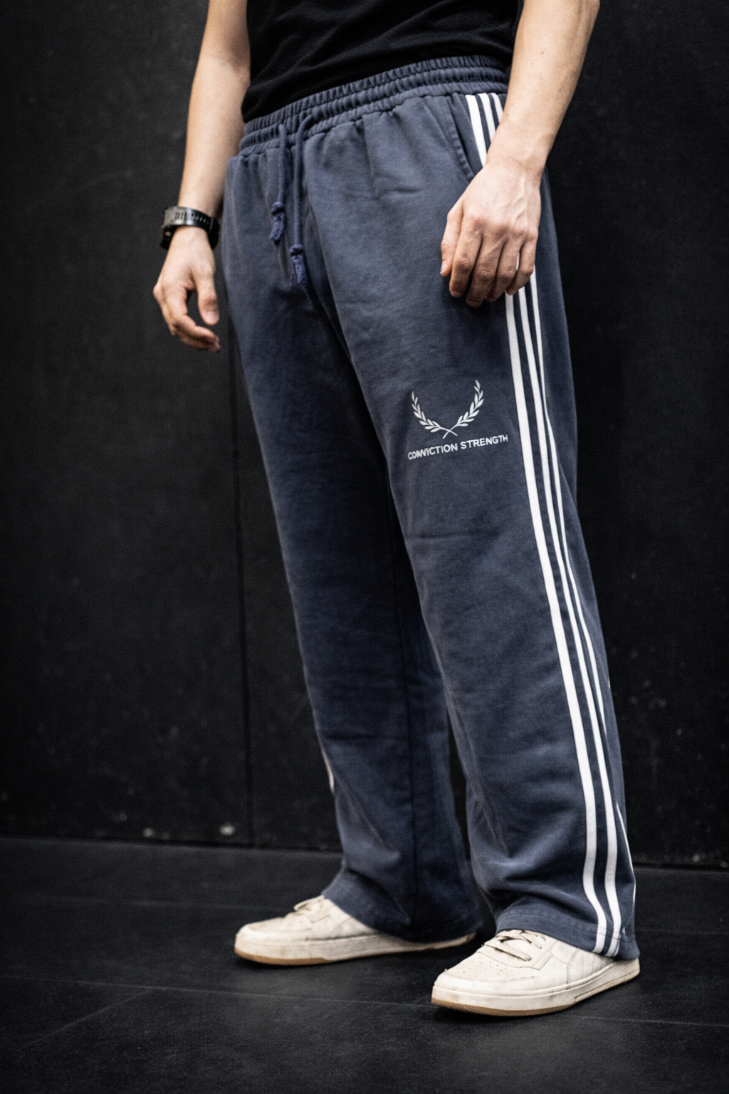“CONVICTION STRENGTH” | Snow Washed Stripe Sweatpants