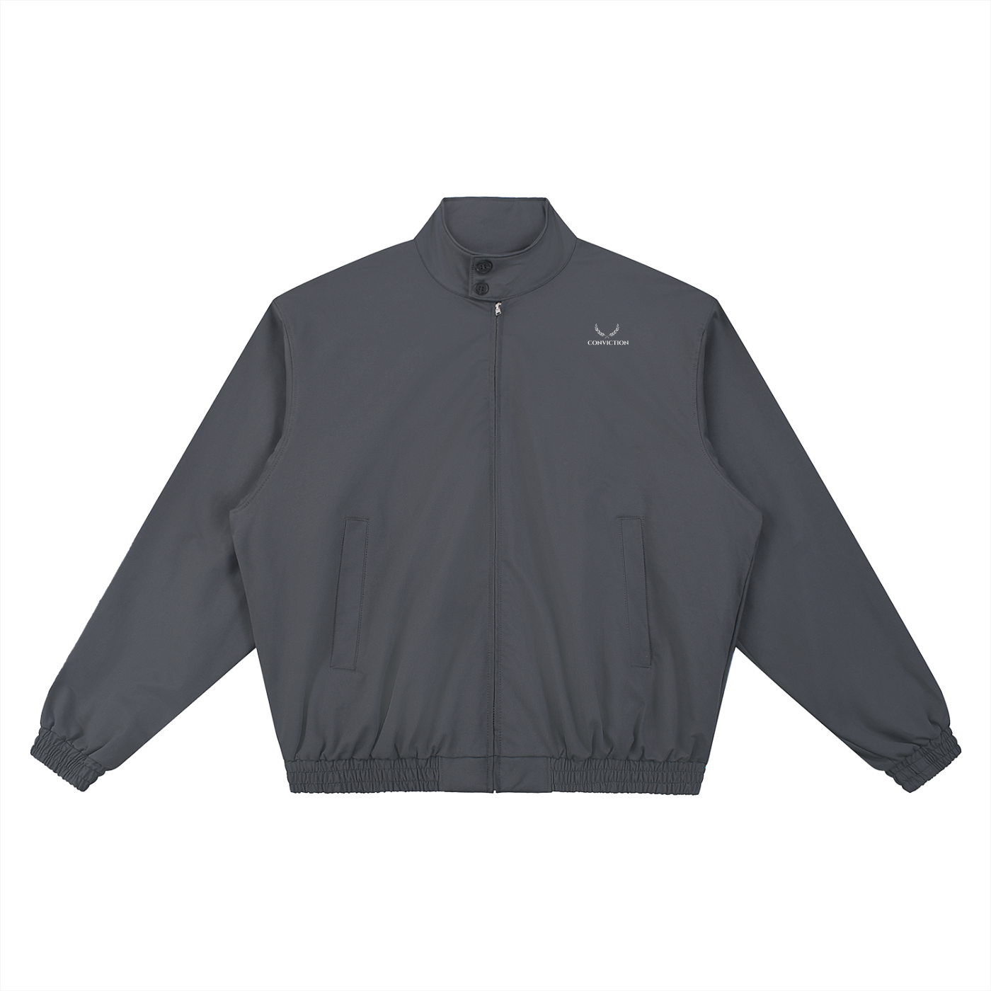 “CONVICTION STRENGTH” Stand Collar Bomber Jacket